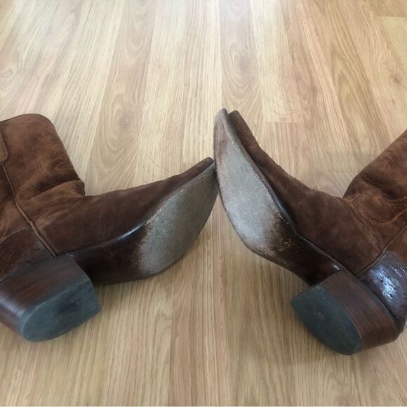 BACK AT THE RANCH El Rancho 12” Suede Leather/Ostrich Cowboy Boots - Picture 13 of 15